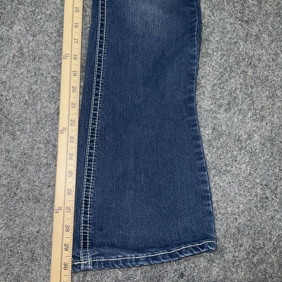 a.n.a. Jeans Womens Size 8 Blue Denim Embroidery Rhinestone Bootcut - Picture 7 of 11